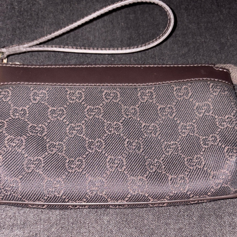 Gucci Brown Canvas and Leather Wristlet - Picture 2 of 8